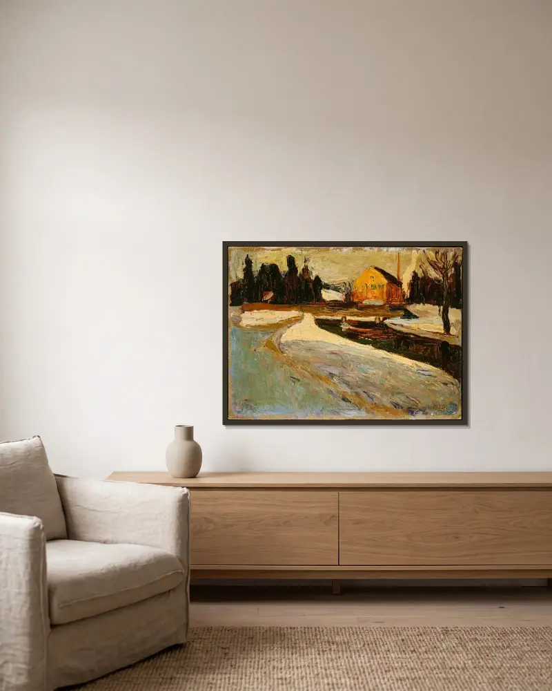 Schwabing, Winter Sun av Wassily Kandinsky inramad på en vägg