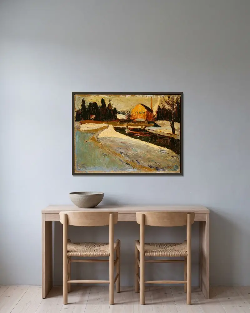 Schwabing, Winter Sun av Wassily Kandinsky inramad på en vägg