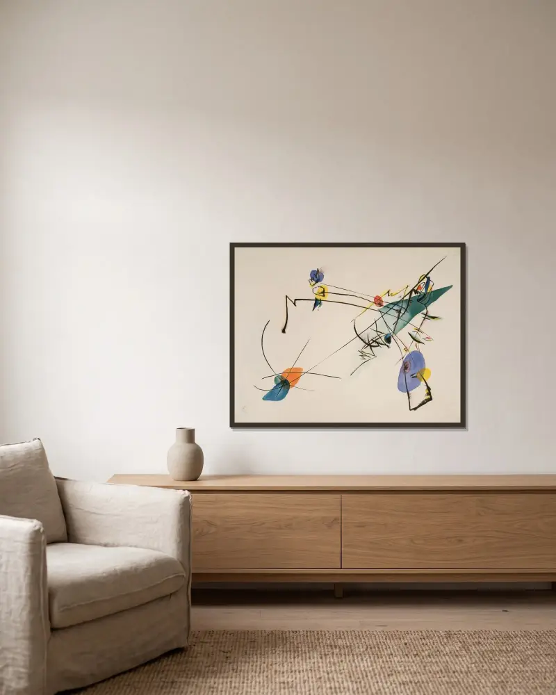 Simple av Wassily Kandinsky inramad på en vägg