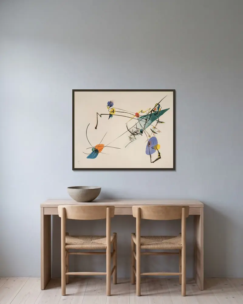 Simple av Wassily Kandinsky inramad på en vägg
