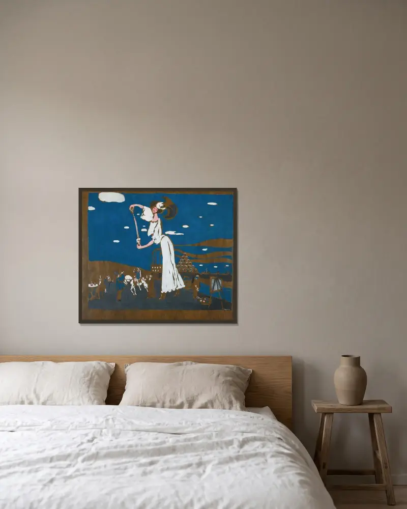 Skizze für ein Plakat für eine französische Brauerei von Wassily Kandinsky gerahmt an einer Wand