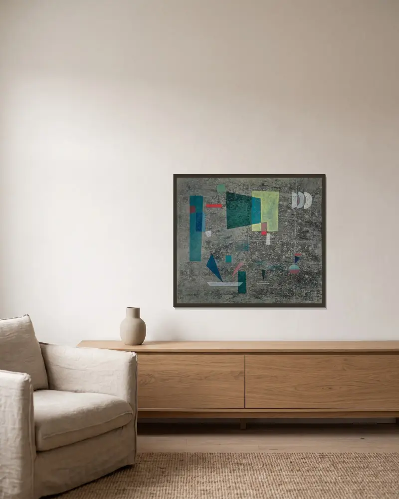 Slow Clearing av Wassily Kandinsky inramad på en vägg