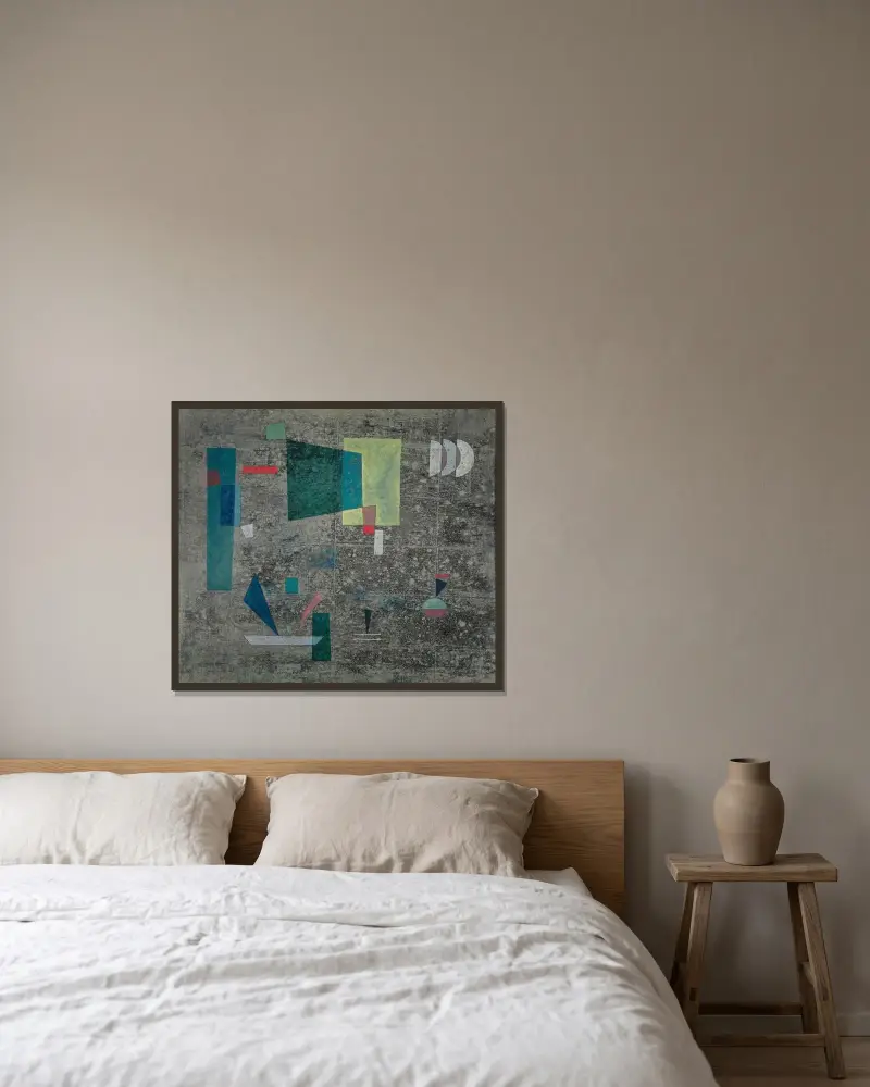 Slow Clearing av Wassily Kandinsky inramad på en vägg