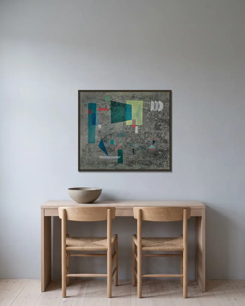 Slow Clearing av Wassily Kandinsky inramad på en vägg