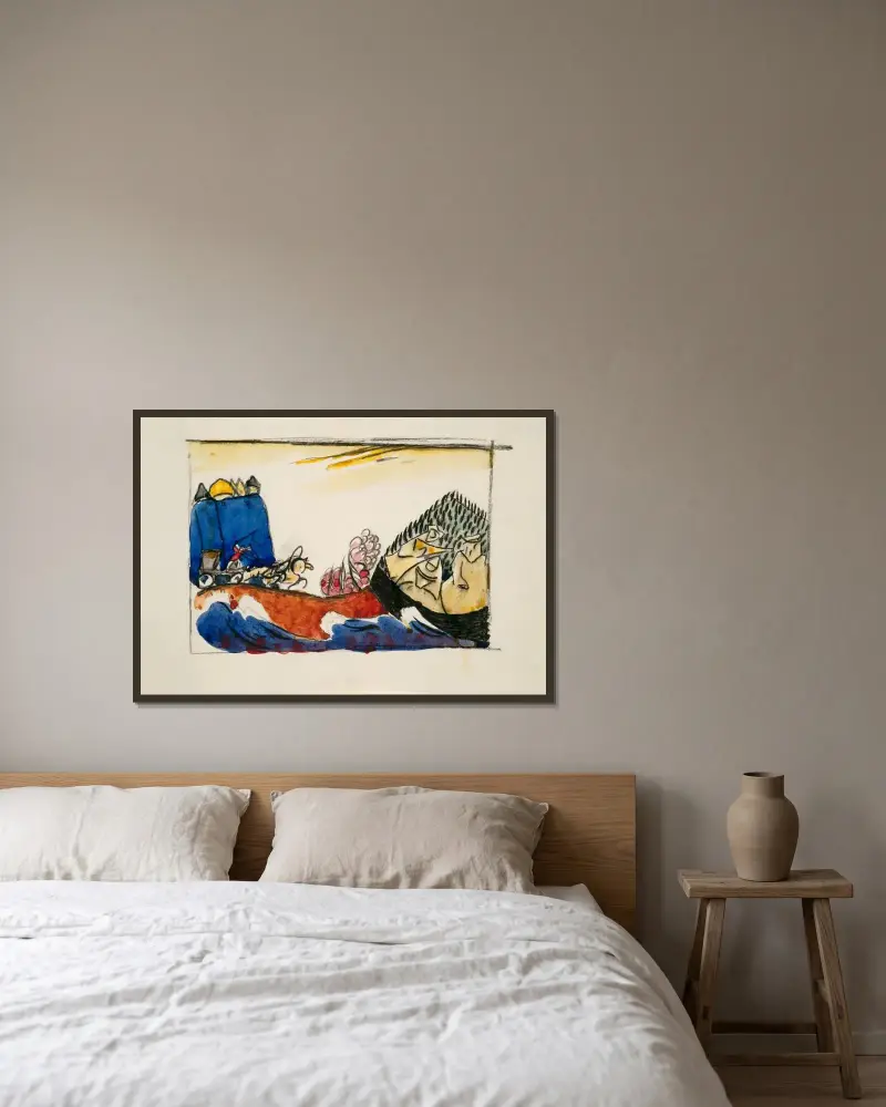 Studie für Bild mit Troika von Wassily Kandinsky gerahmt an einer Wand