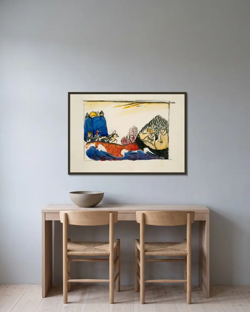 Studie für Bild mit Troika von Wassily Kandinsky gerahmt an einer Wand