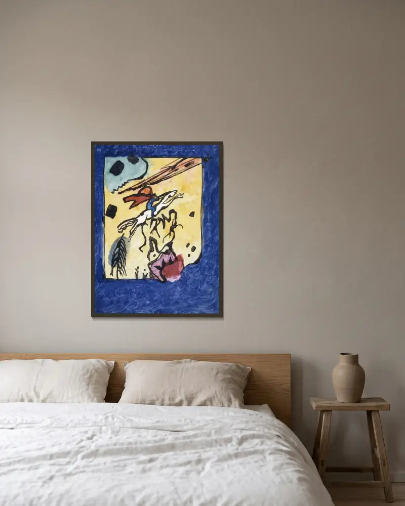 Studie für den Umschlag des Almanachs Der Blaue Reiter von Wassily Kandinsky gerahmt an einer Wand