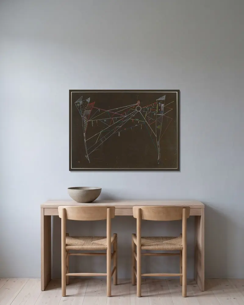 Das Netz von Wassily Kandinsky gerahmt an einer Wand