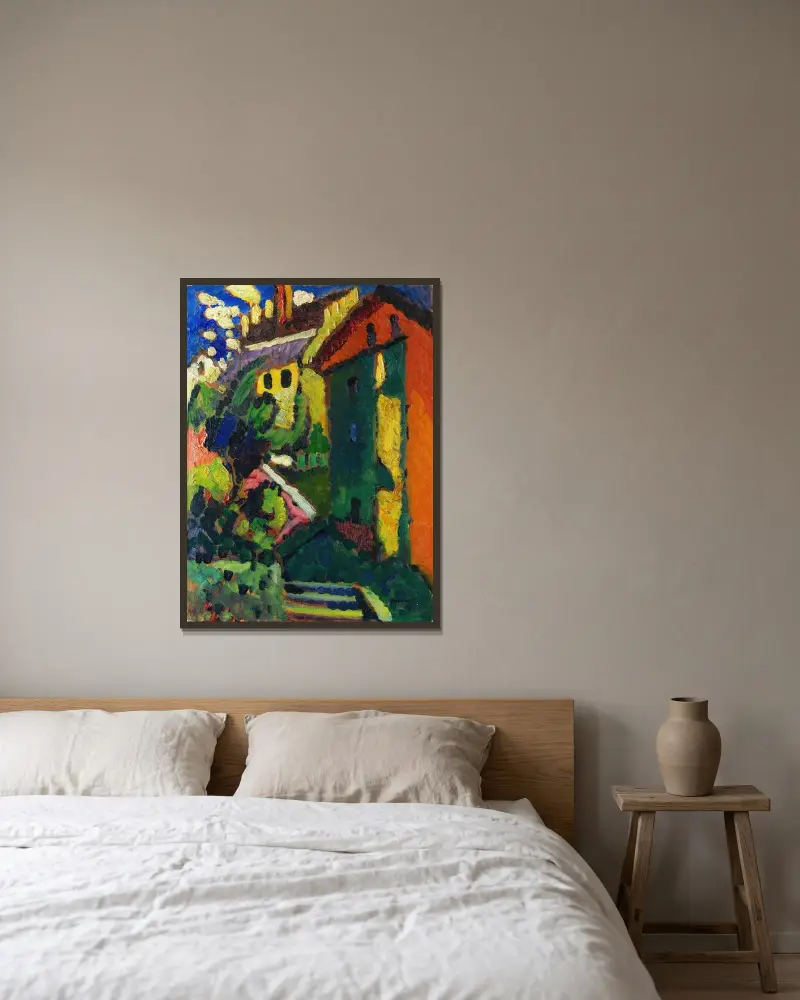 Trappa till slottet (Murnau) av Wassily Kandinsky inramad på en vägg