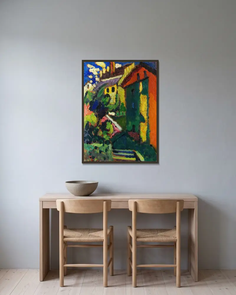 Trappa till slottet (Murnau) av Wassily Kandinsky inramad på en vägg