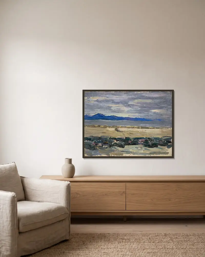 Tunis, kustlandskap II av Wassily Kandinsky inramad på en vägg