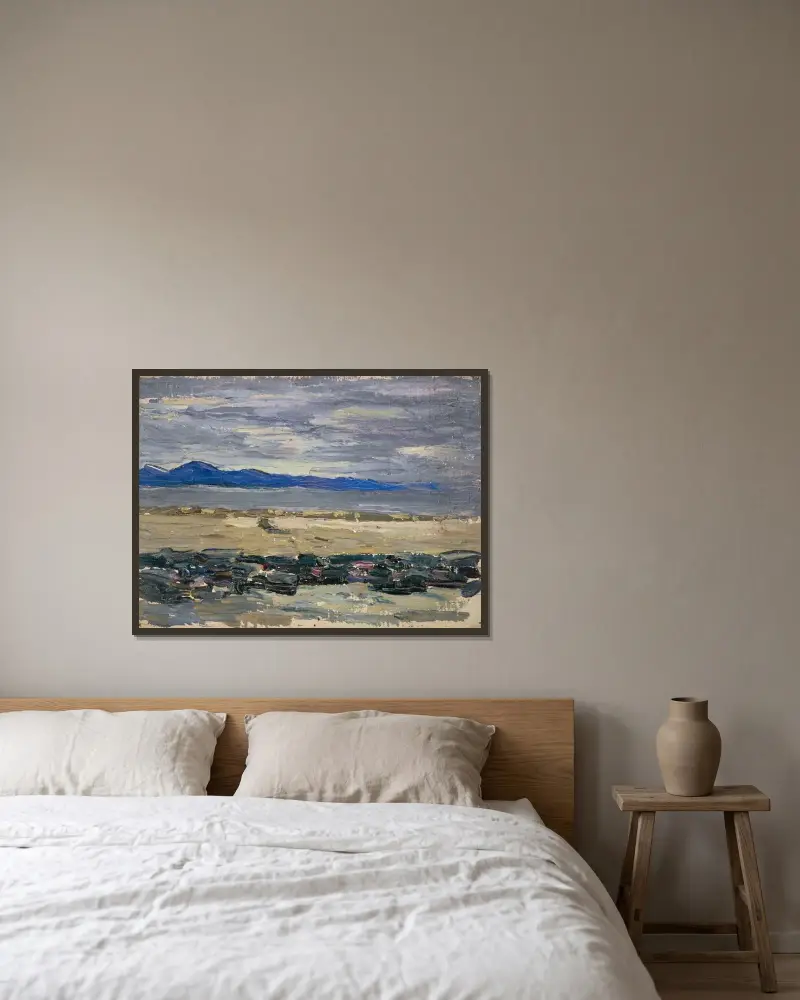 Tunis, kustlandskap II av Wassily Kandinsky inramad på en vägg