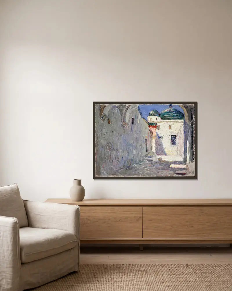 Tunis Street av Wassily Kandinsky inramad på en vägg