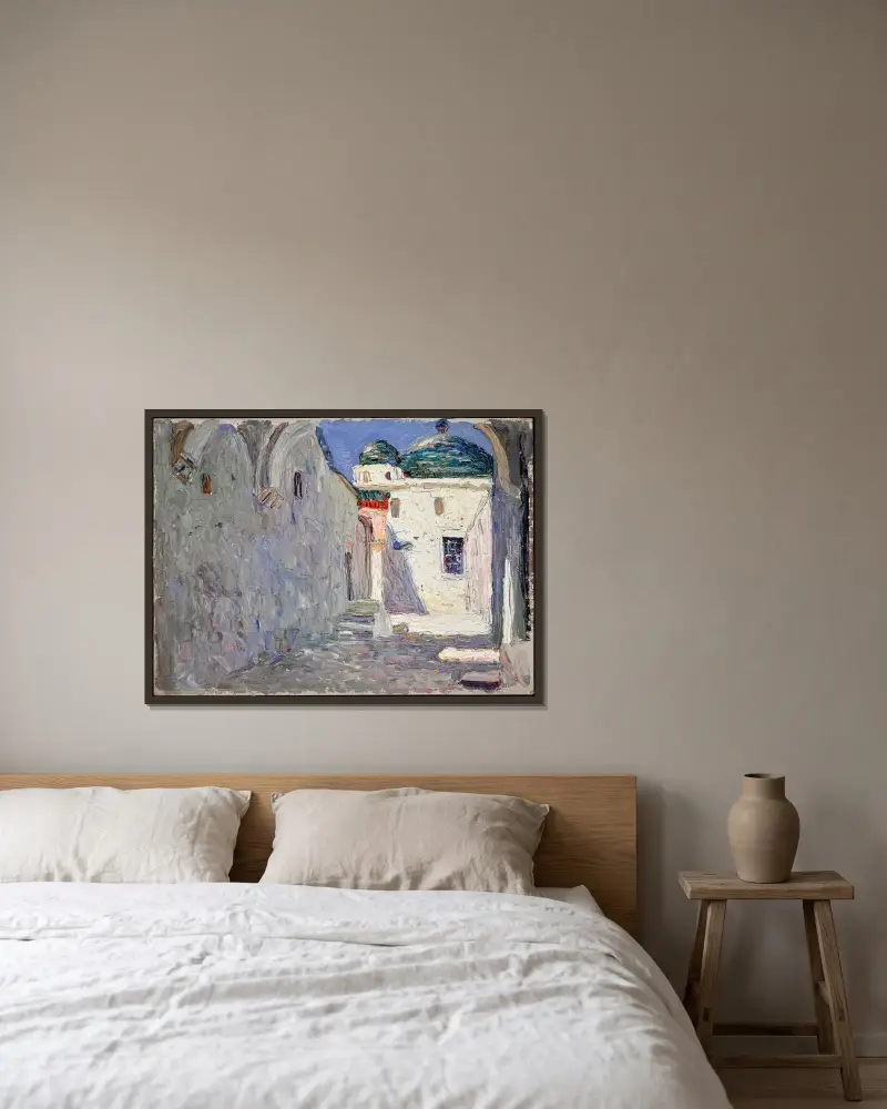 Tunis Street av Wassily Kandinsky inramad på en vägg