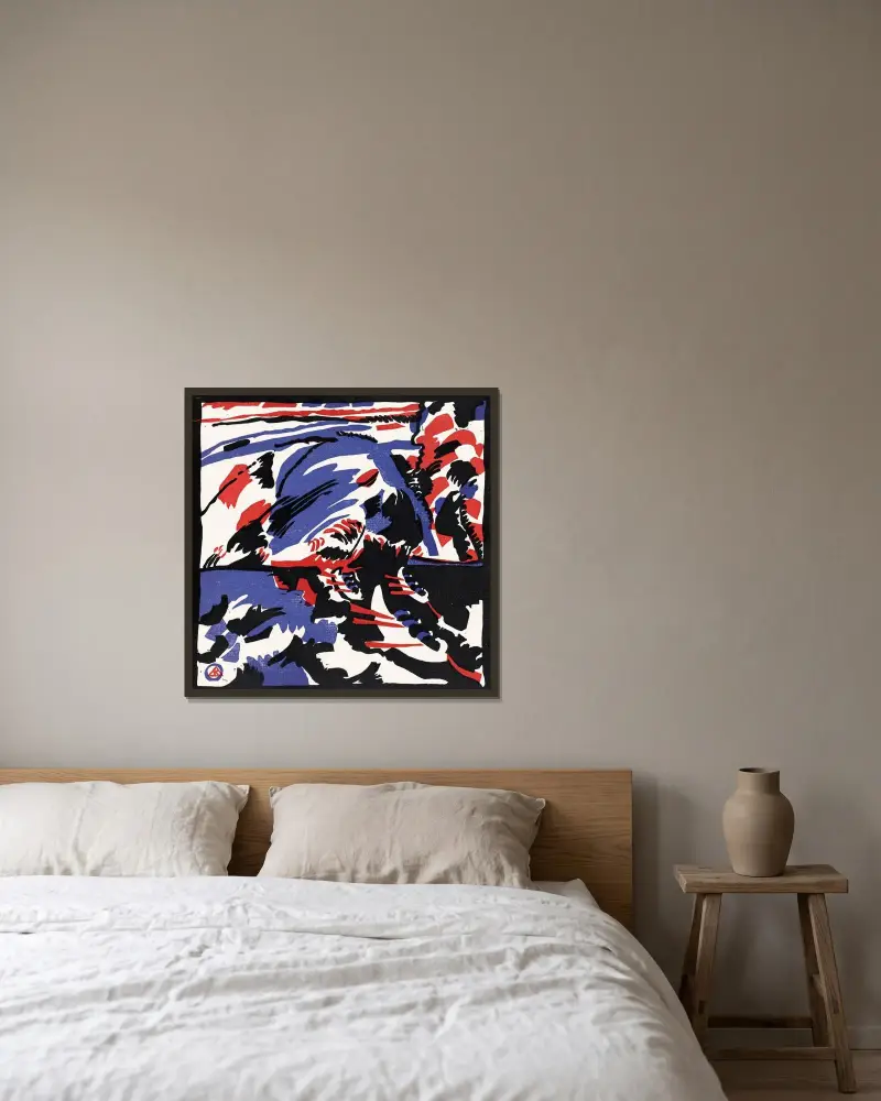 Två kvinnor i månskenslandskap av Wassily Kandinsky inramad på en vägg