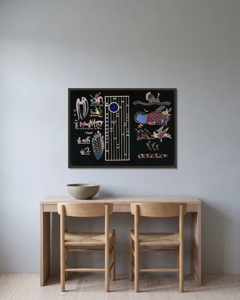 Unvollendetes Gemälde, 1944 – Nr. 2 von Wassily Kandinsky gerahmt an einer Wand