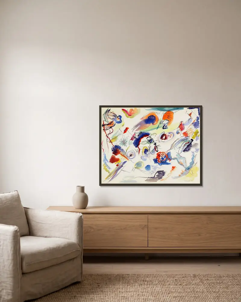 Ohne Titel, 1916 von Wassily Kandinsky gerahmt an einer Wand