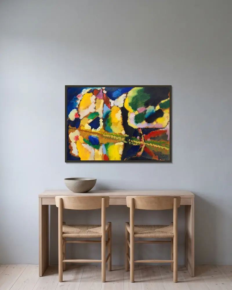Villa Seeburg am Staffelsee av Wassily Kandinsky inramad på en vägg
