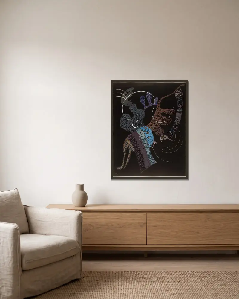 Biała linia, Wassily Kandinsky w ramie na ścianie