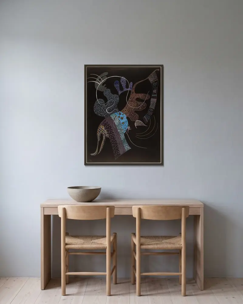 Biała linia, Wassily Kandinsky w ramie na ścianie