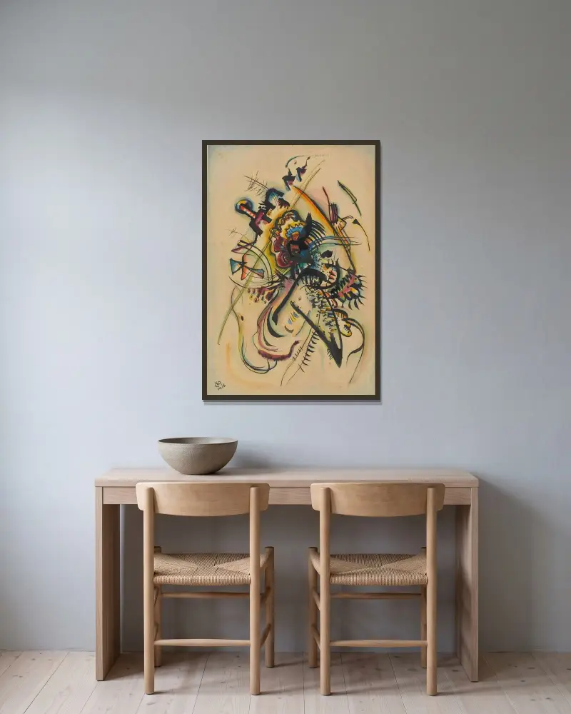 With One Voice av Wassily Kandinsky inramad på en vägg