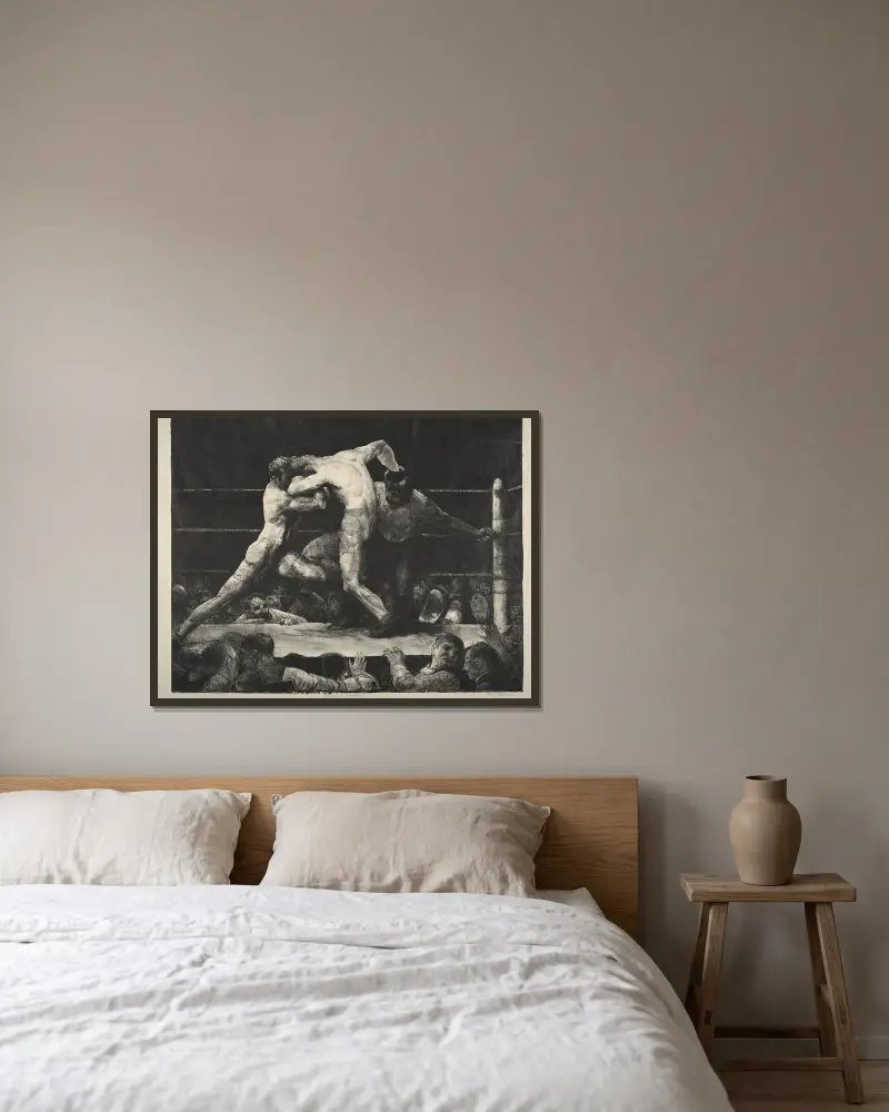 Jelen v Sharkeyho podniku, George Wesley Bellows v rámu na stěně