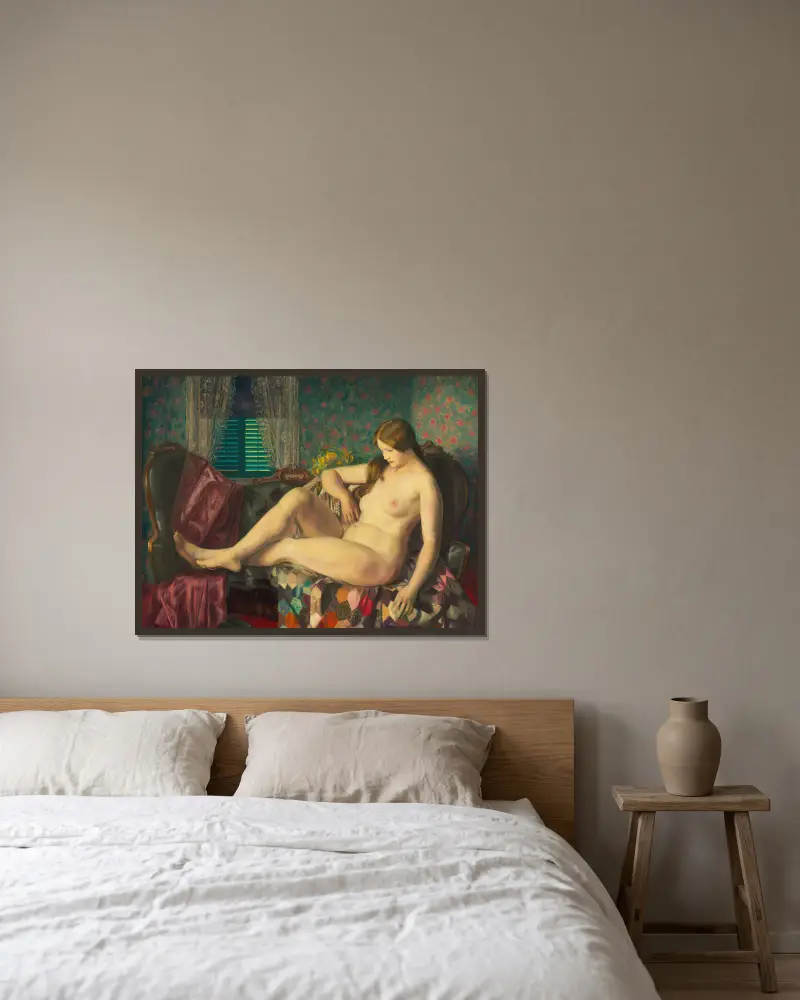 Akt s hexagonálním přehozem, George Wesley Bellows v rámu na stěně