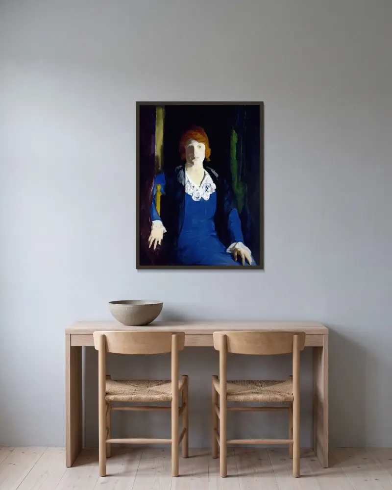 Porträtt av Florence Pierce av George Wesley Bellows inramad på en vägg