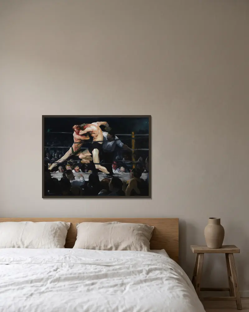 Býk v Sharkeyově, George Wesley Bellows v rámu na stěně