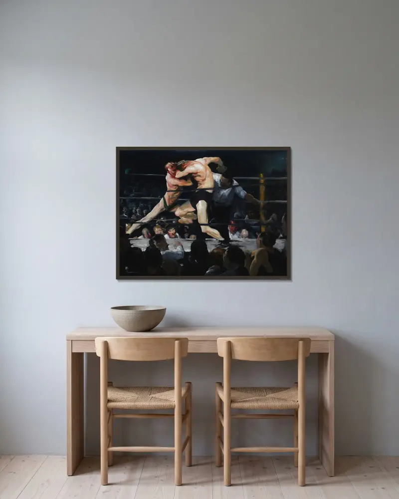 Býk v Sharkeyově, George Wesley Bellows v rámu na stěně