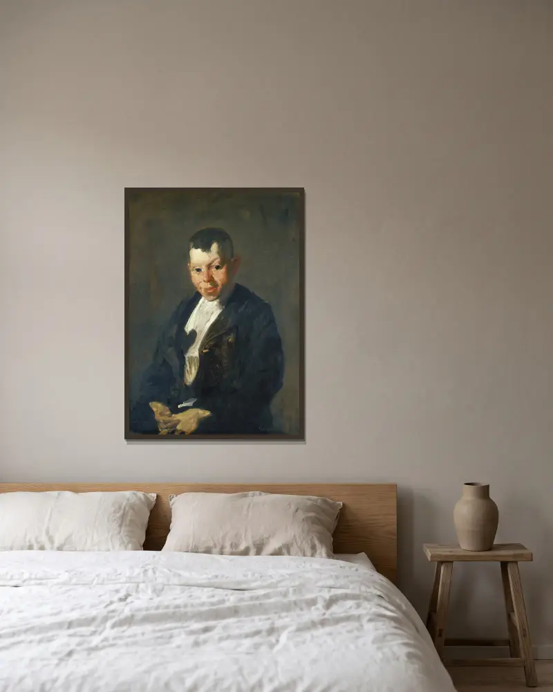 Kluk s novinami, George Wesley Bellows v rámu na stěně