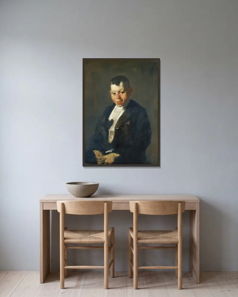 Kluk s novinami, George Wesley Bellows v rámu na stěně