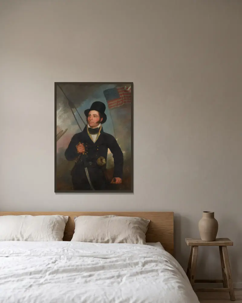 Porträt von Kapitän Samuel Chester Reid von John Wesley Jarvis gerahmt an einer Wand