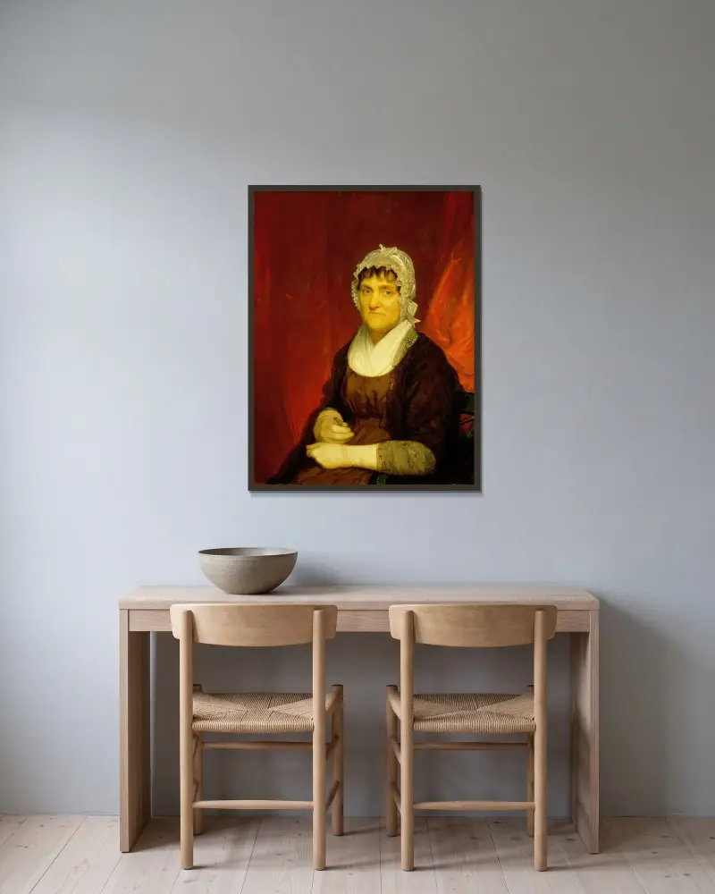 Porträtt av Rachel Van der Beek av John Wesley Jarvis inramad på en vägg