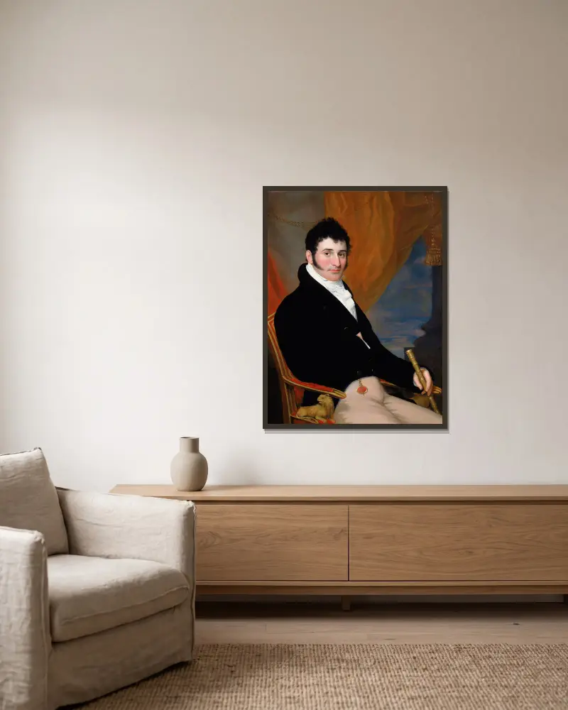 Porträtt av Solomon Isaacs av John Wesley Jarvis inramad på en vägg