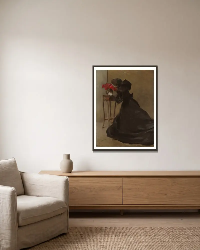 Bronze Bowl av John White Alexander inramad på en vägg