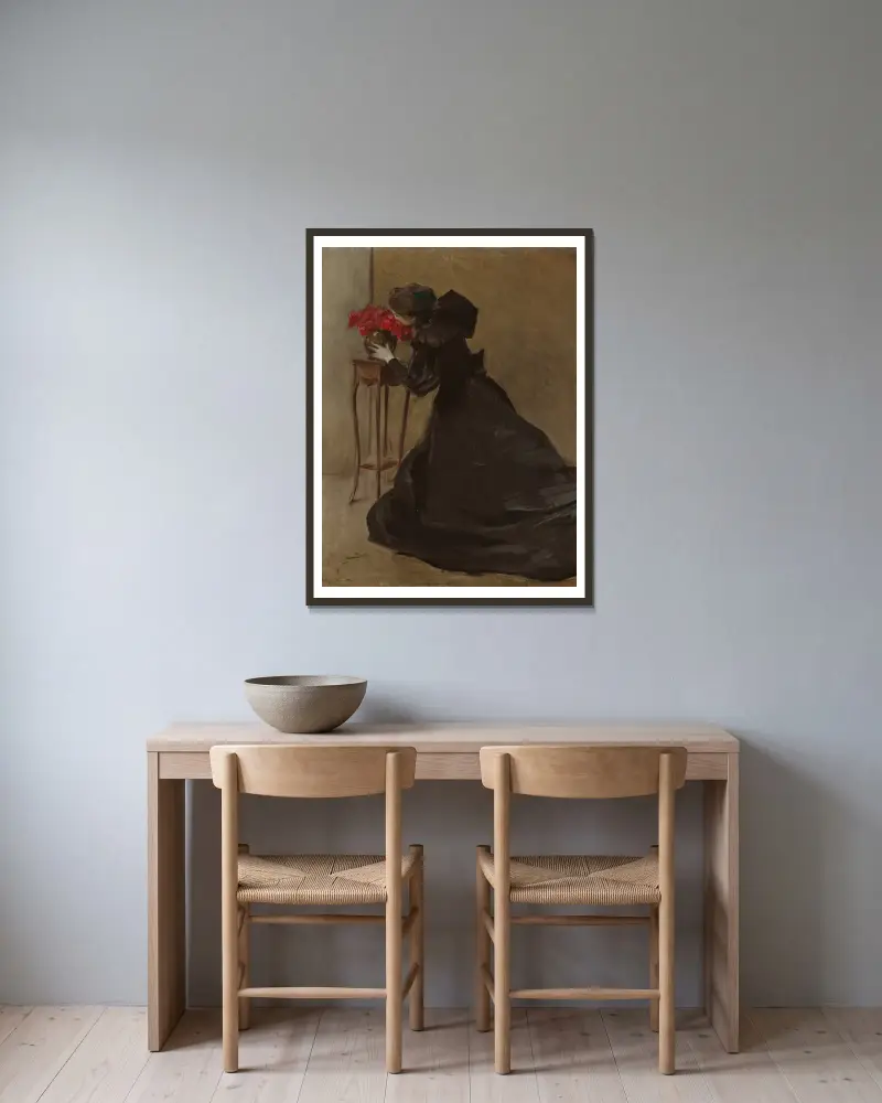 Bronze Bowl av John White Alexander inramad på en vägg