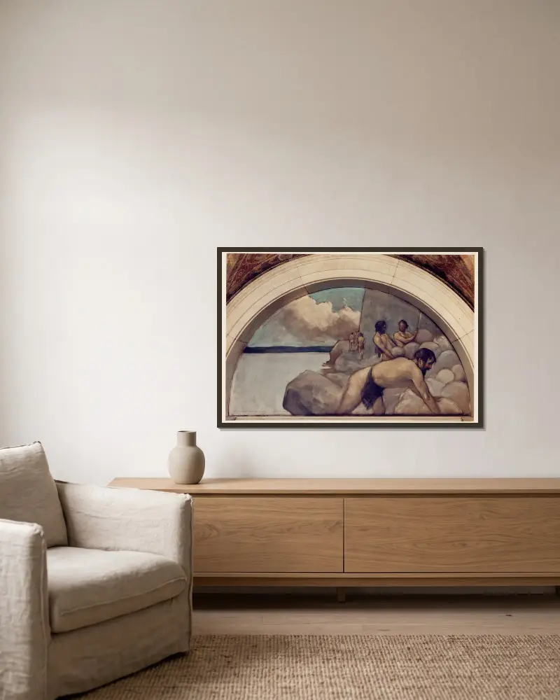 Cairn-Wandbild in der Serie Evolution of the Book von John White Alexander gerahmt an einer Wand