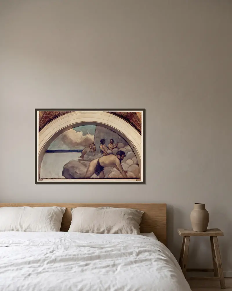 Cairn-Wandbild in der Serie Evolution of the Book von John White Alexander gerahmt an einer Wand