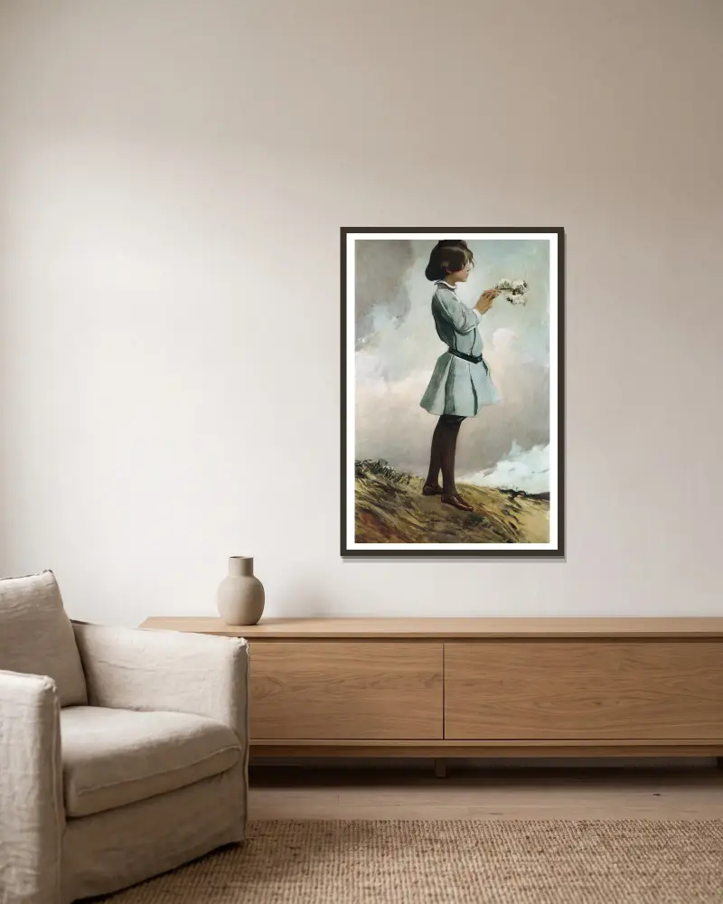 Geraldine Russell av John White Alexander inramad på en vägg