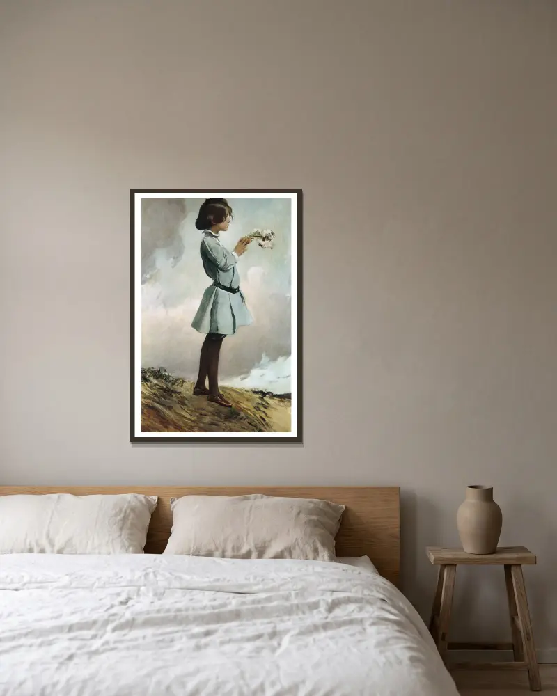 Geraldine Russell av John White Alexander inramad på en vägg