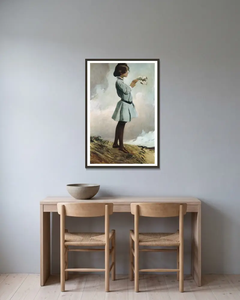 Geraldine Russell av John White Alexander inramad på en vägg