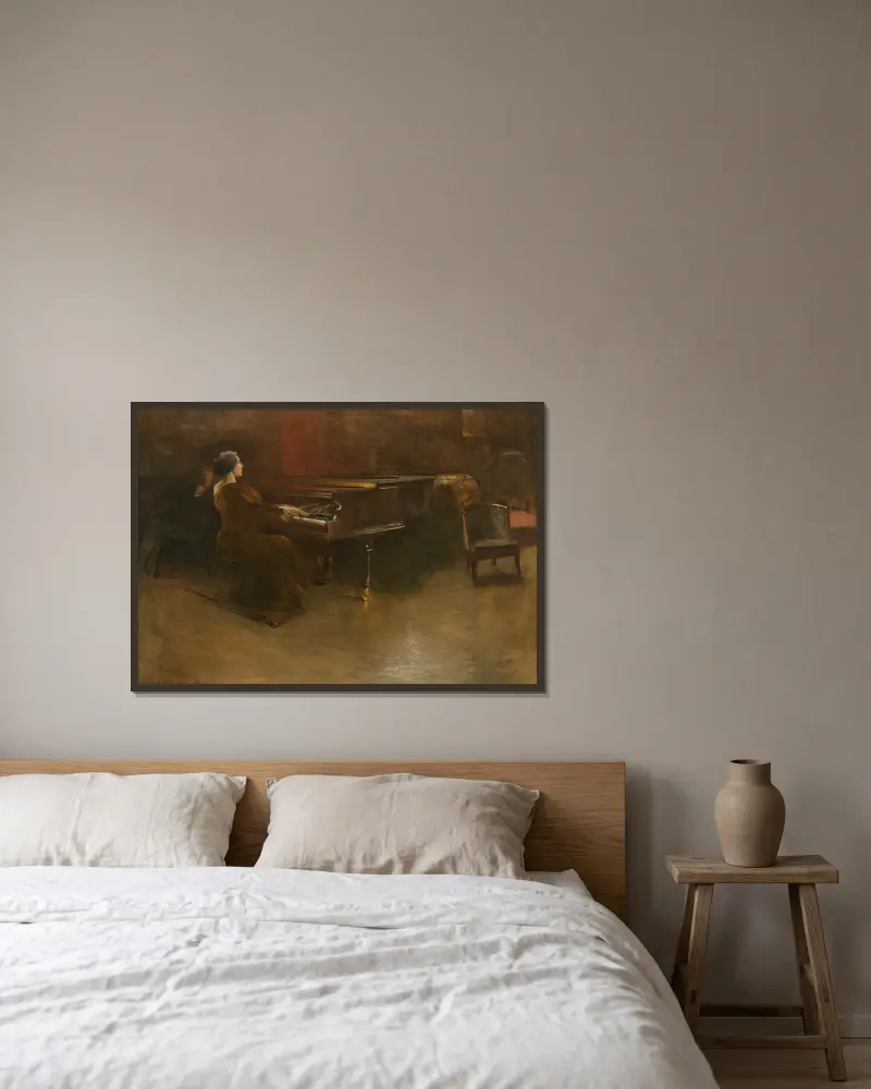 Le Piano av John White Alexander inramad på en vägg