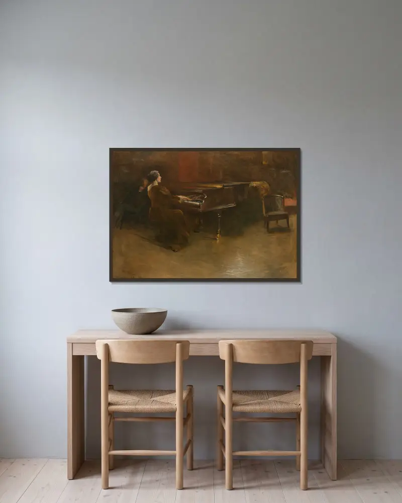 Le Piano av John White Alexander inramad på en vägg