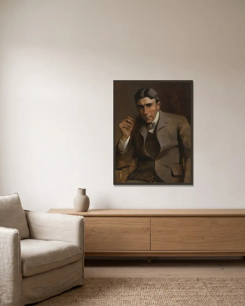 Newton Booth Tarkington av John White Alexander inramad på en vägg