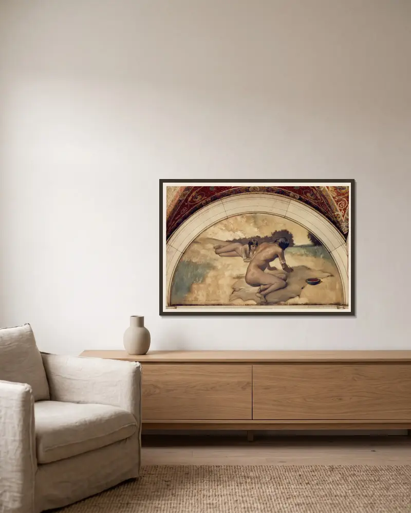 Bilderschrift, Wandbild in der Serie Die Entwicklung des Buches von John White Alexander gerahmt an einer Wand