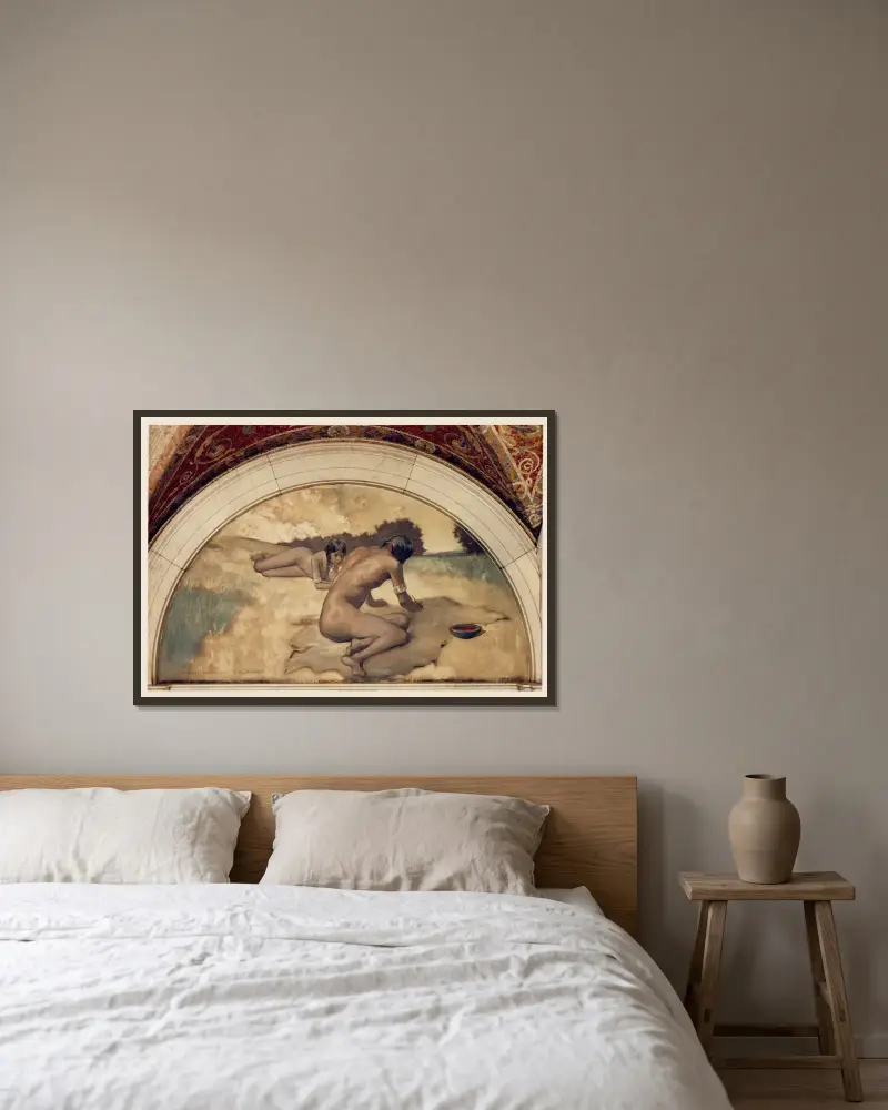 Bilderschrift, Wandbild in der Serie Die Entwicklung des Buches von John White Alexander gerahmt an einer Wand