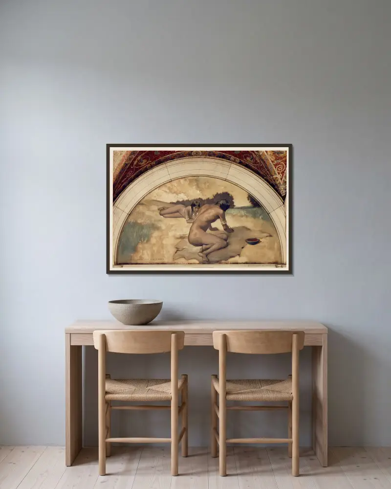 Bilderschrift, Wandbild in der Serie Die Entwicklung des Buches von John White Alexander gerahmt an einer Wand