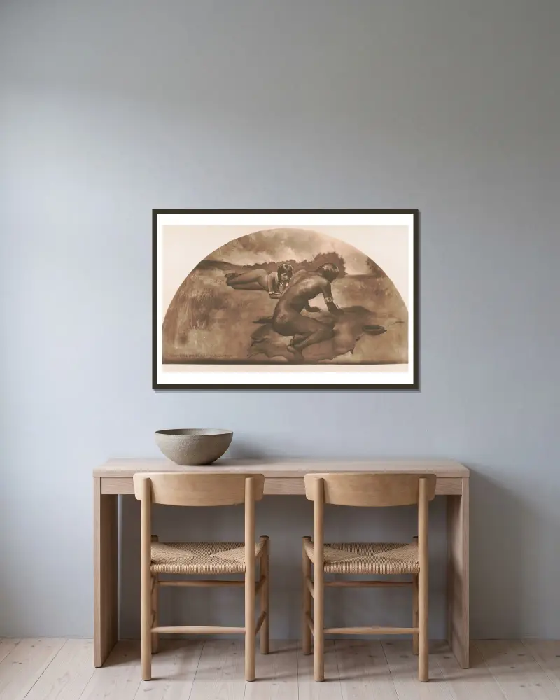 Picture writing av John White Alexander inramad på en vägg