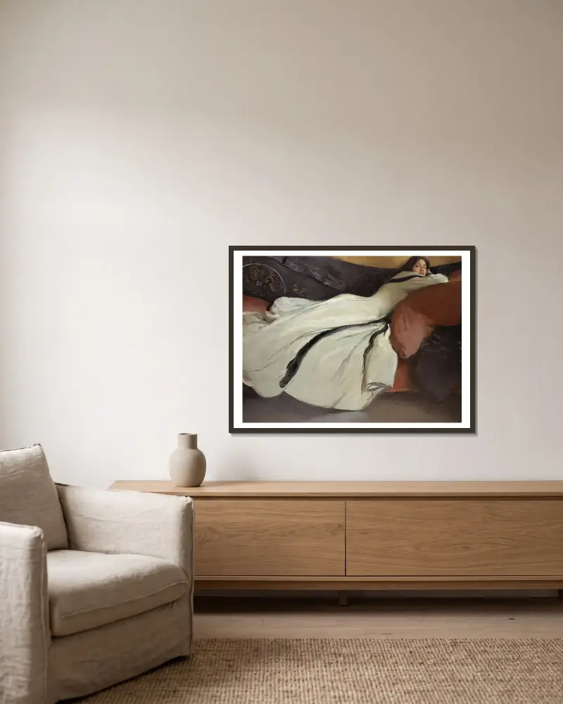 Repose av John White Alexander inramad på en vägg